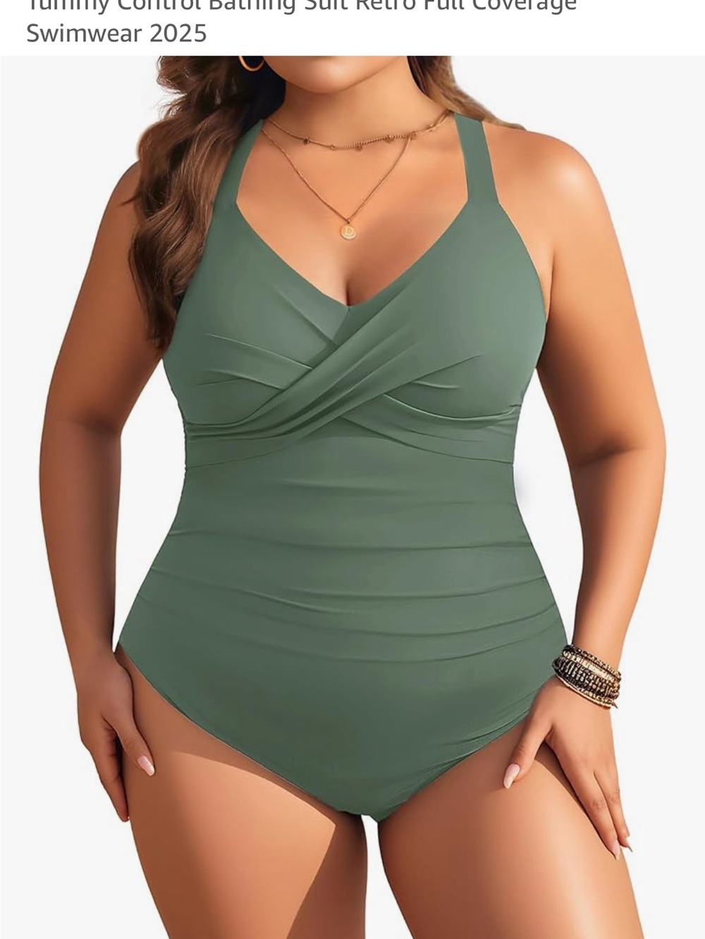 Women’s Plus-Size Olive Green One-Piece Swimsuit